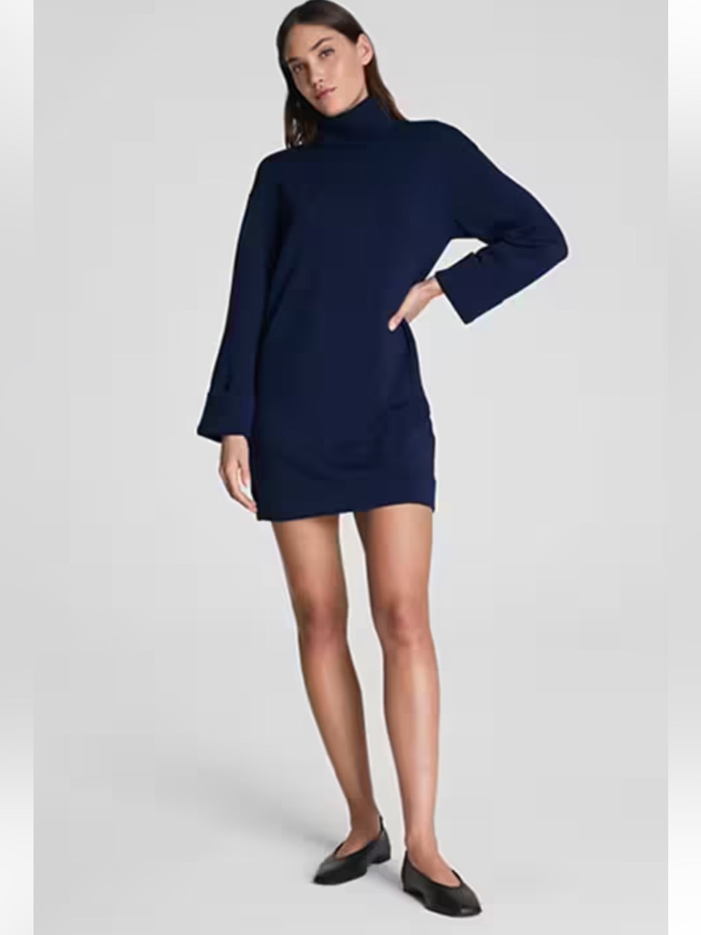 SPANX AirEssentials Turtleneck Long Sleeve Minidress in navy